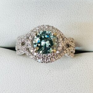 Blue and White Diamond Ring
