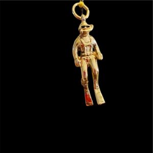 14k Yellow Gold Diver Charm Pendant