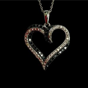 Sterling Silver Midnight Diamond Heart Pendant