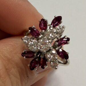 Ruby and Diamond Cluster Ring