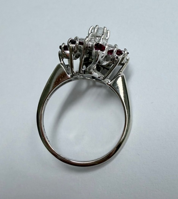Ruby and Diamond Cluster Ring - Image 3