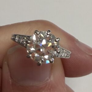 Platinum European Cut Diamond Ring